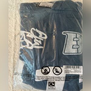 Boohooman oversized boxy puff hoodie color slate blue size large NWT